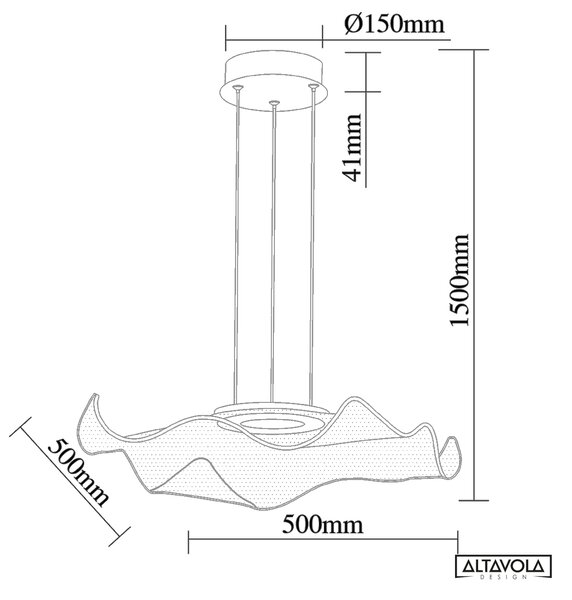 Altavola Design Velo lampă suspendată 1x30 W transparent-auriu LA101/P2_gold