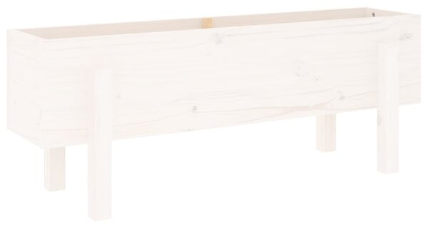 Strat înălțat de grădină, alb, 101x30x38 cm, lemn masiv de pin