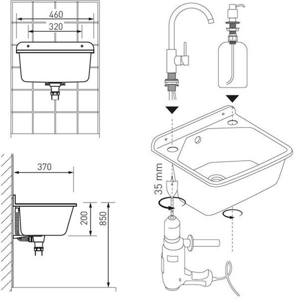 Ferro cuvă de utilitate 46x37 cm plastic DRK37/46W