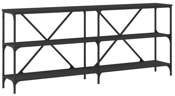 Masă consolă, negru, 180x30x75 cm, lemn prelucrat și fier