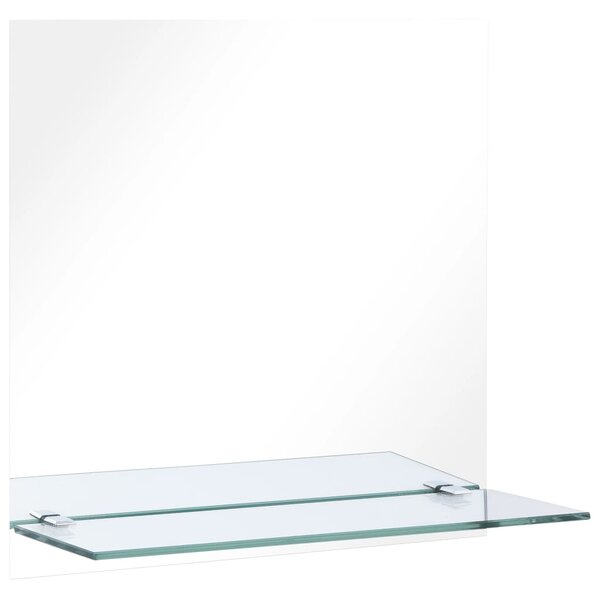Oglindă de perete cu raft, 50 x 50 cm, sticlă securizată