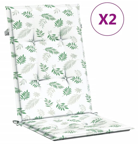 Perne de scaun spătar înalt, 2 buc., model frunze, textil