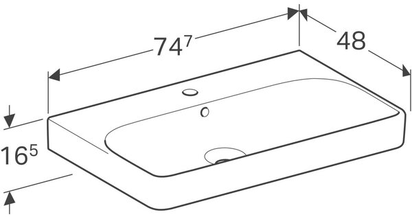 Geberit Smyle Square lavoar 75x48 cm dreptunghiular mobilier-de blat alb luciu 500.249.01.1