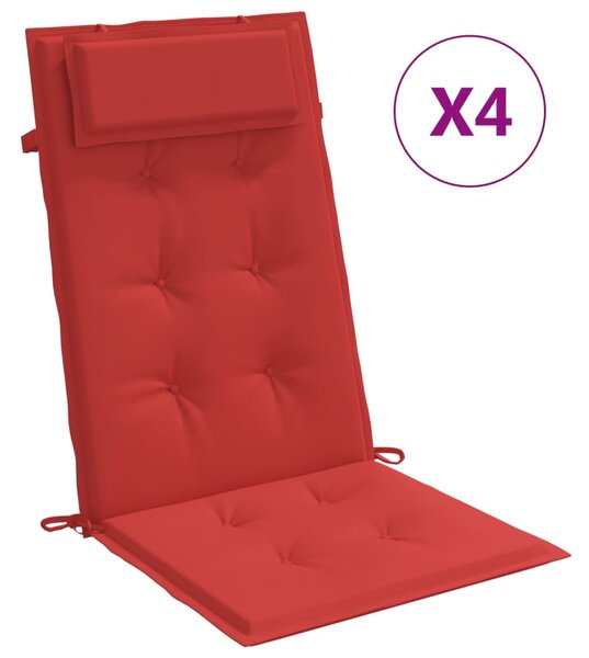 Perne scaun cu spătar înalt 4 buc, roșu, țesătură Oxford