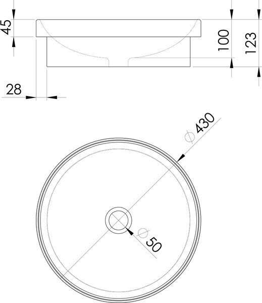 Sapho lavoar 43x43 cm rotund încastrat alb luciu 3041