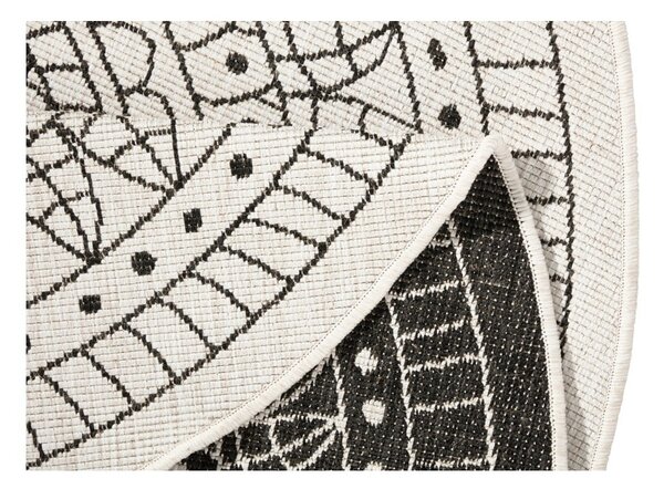 Covor pentru exterior NORTHRUGS Porto, ⌀ 140 cm, negru-crem