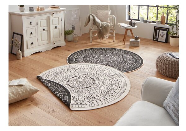 Covor pentru exterior NORTHRUGS Porto, ⌀ 140 cm, negru-crem