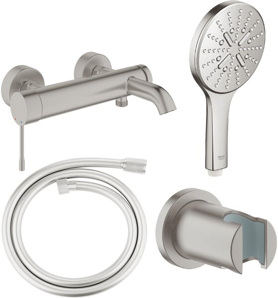 Set baterie cadă-duș Grohe Essence 33624DC1, duș de mână Grohe Rainshower SmartActive 130 26574DC0, 27074DC0, 28362DC1