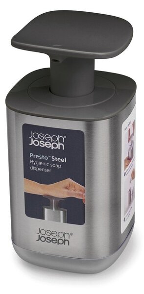 Dozator de săpun lichid argintiu lucios din oțel inoxidabil 250 ml Presto Steel – Joseph Joseph