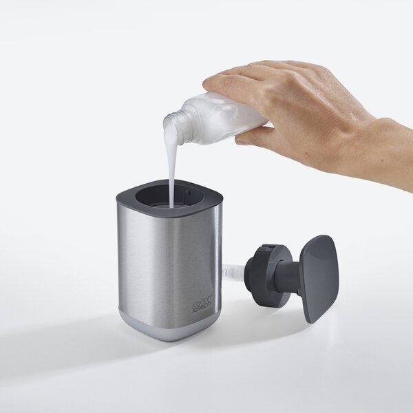 Dozator de săpun lichid argintiu lucios din oțel inoxidabil 250 ml Presto Steel – Joseph Joseph
