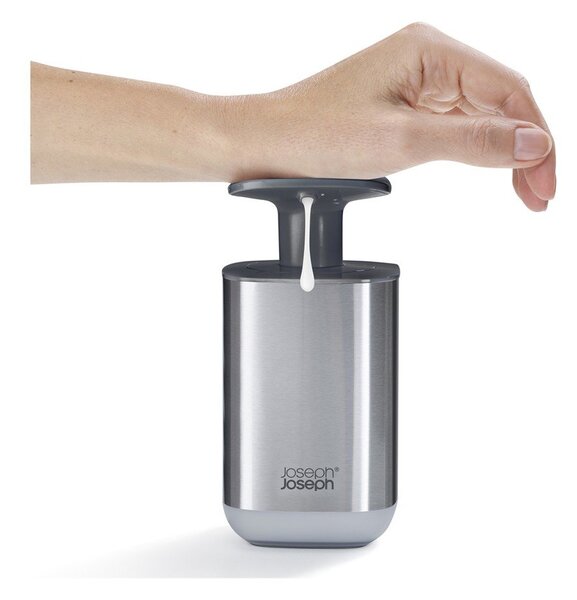 Dozator de săpun lichid argintiu lucios din oțel inoxidabil 250 ml Presto Steel – Joseph Joseph