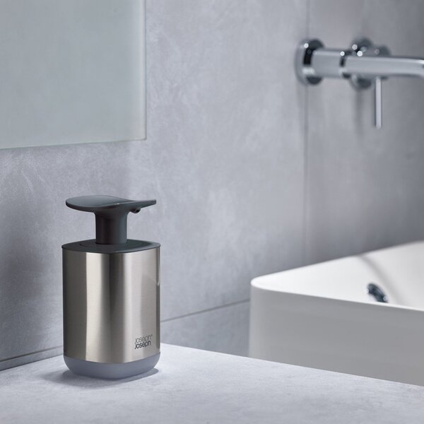 Dozator de săpun lichid argintiu lucios din oțel inoxidabil 250 ml Presto Steel – Joseph Joseph
