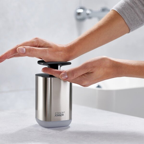 Dozator de săpun lichid argintiu lucios din oțel inoxidabil 250 ml Presto Steel – Joseph Joseph