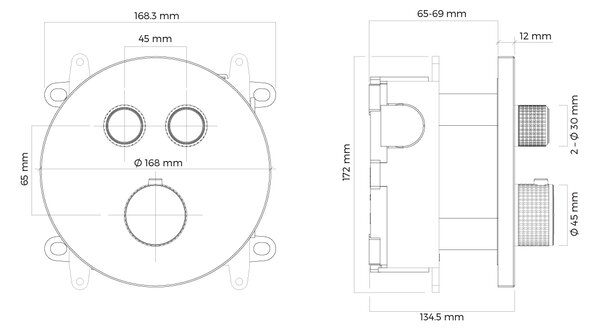 Oltens Onega baterie cadă-duș ascuns cu termostat negru mat 34601300