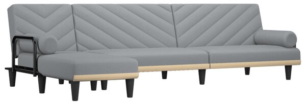 Canapea extensibilă în formă de L gri 260x140x70 cm textil