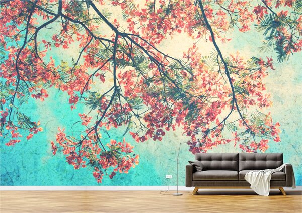 Tapet Premium Canvas - Copac cu flori