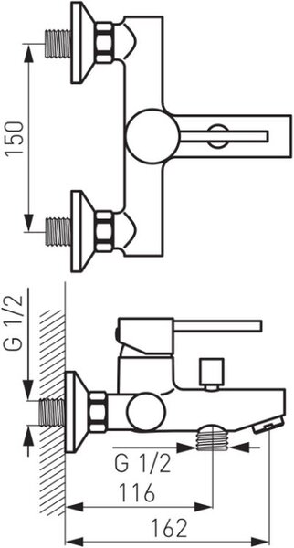 FDesign Flusso baterie cadă-duș perete crom FD1-FLS-1-11
