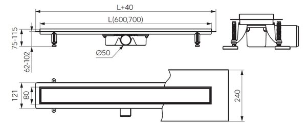 FDesign Kleome rigolă liniară cu grătar 60 cm negru FD74016022