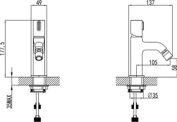 FDesign Meandro baterie bideu stativ crom FD1-MDR-6-11