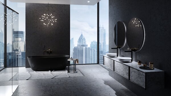 FDesign Zaffiro baterie lavoar stativ negru FD1-ZFR-2L-25