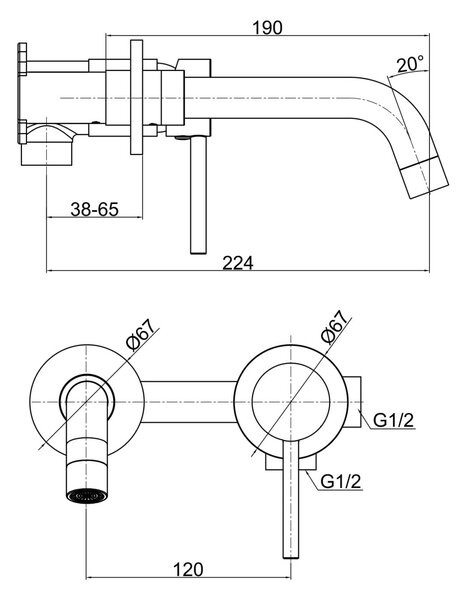 FDesign Flusso baterie lavoar ascuns crom FD1-FLS-3PA-11