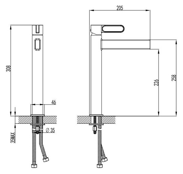 FDesign Zaffiro baterie lavoar stativ negru FD1-ZFR-2L-25