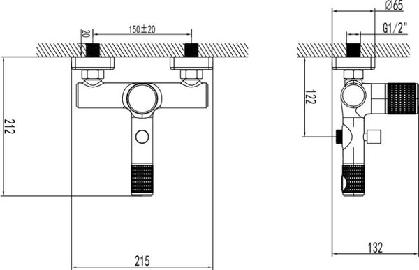 FDesign Ardesia baterie cadă-duș perete negru FD1-ARD-1-25