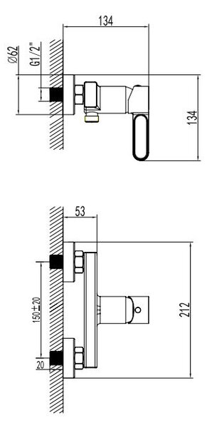 FDesign Zaffiro baterie de duș perete negru FD1-ZFR-7-25