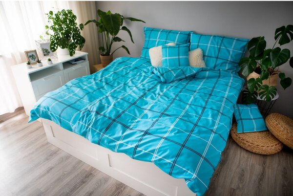 Lenjerie de pat din bumbac pentru pat de o persoană Cotton House Dita, 140 x 200 cm, turcoaz