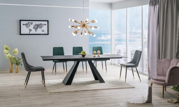 Masa SALVADORE negru mat, 160(240)x90
