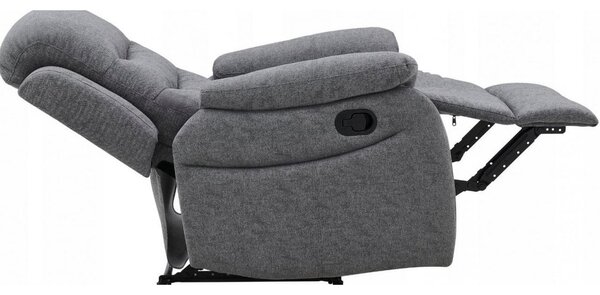 Fotoliu cu recliner NERON, stofă/metal, gri, 72×80-160×101 cm