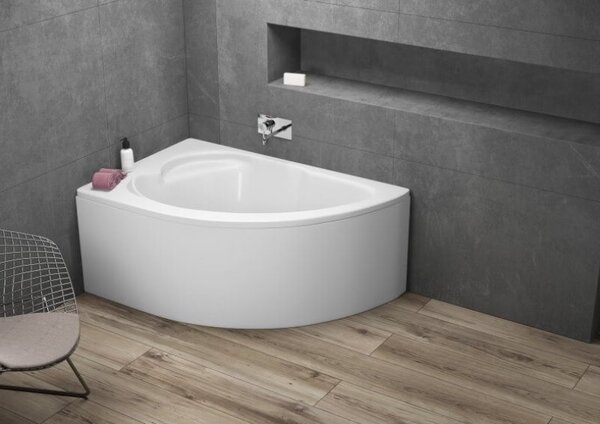 Polimat Standard cadă de colț 130x85 cm partea stângă alb 00350