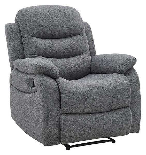 Fotoliu cu recliner NERON, stofă/metal, gri, 72×80-160×101 cm
