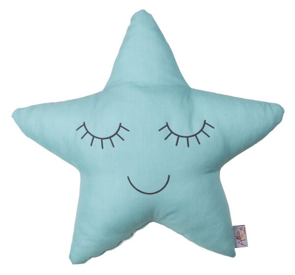 Pernă din amestec de bumbac pentru copii Mike & Co. NEW YORK Pillow Toy Star, 35 x 35 cm, turcoaz