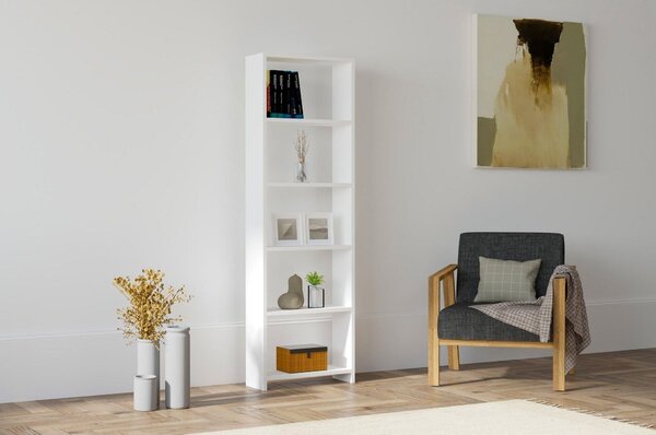 Biblioteca NEW, alb, PAL melaminat, 50x19.6x160 cm