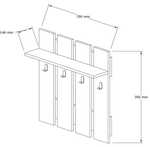 Cuier MITA, PAL melaminat, nuc/gri antracit, 70×18×70 cm