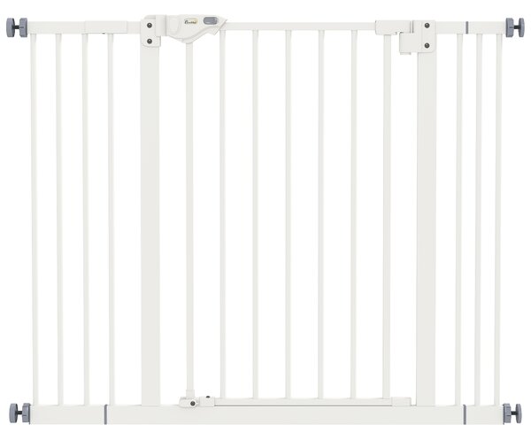 PawHut Poartă Extensibilă pentru Câini fără Șuruburi, Poartă de Siguranță Reglabilă cu 2 Extensii, 94-100 cm, Alb | Aosom Romania