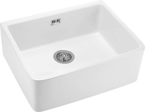 Deante Sabor, chiuveta ceramica subtop B/O 595x475x220 mm + sifon cu economie de spatiu, 1 camera, alb, ZCB_610K