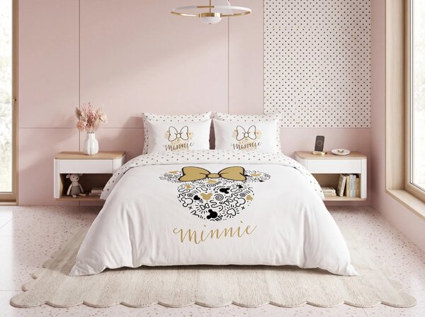 Lenjerie de pat pentru copii MINNIE GOLD alb Dimensiunile lenjeriei: 70 x 90 cm | 140 x 200 cm