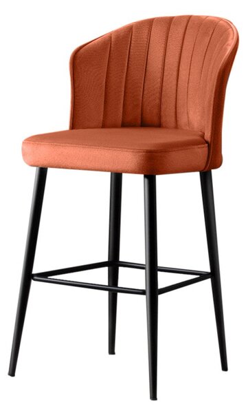 Set 2 scaune bar RUBI, stofă catifelata/metal, rosu/negru, 52×42×97 cm