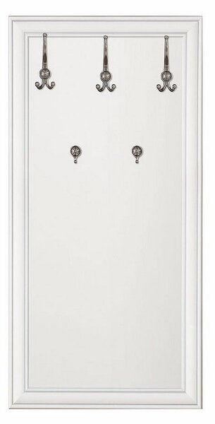 Cuier hol intrare IDENTO, PAL/MDF/metal, alb, 75×3×144 cm