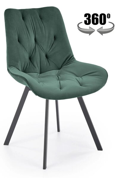 Scaun pivotant K519, verde inchis, stofa catifelata/metal, 54x63x86 cm