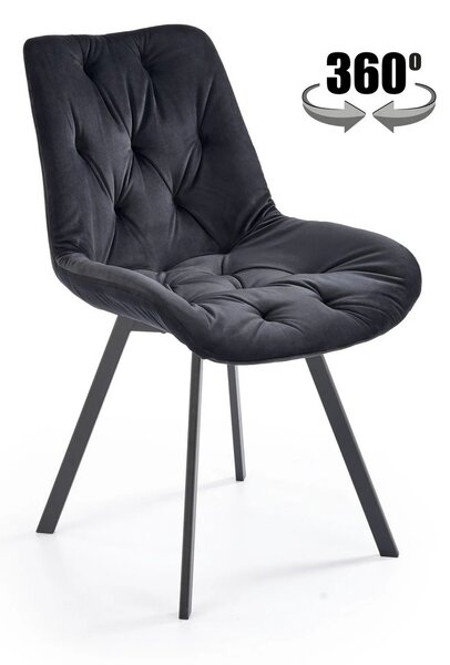 Scaun pivotant ,K519 negru, stofa catifelata/metal, 54x63x86 cm