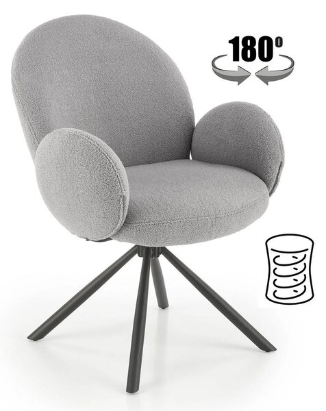 Scaun rotativ K498, gri, stofa/metal, 64x63x90 cm