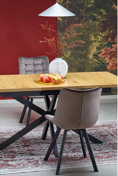 Scaun rotativ K520, maro/negru, stofa catifelata/metal, 45x63x80 cm