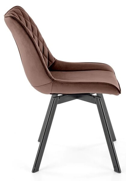 Scaun rotativ K520, maro/negru, stofa catifelata/metal, 45x63x80 cm