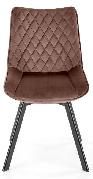 Scaun rotativ K520, maro/negru, stofa catifelata/metal, 45x63x80 cm