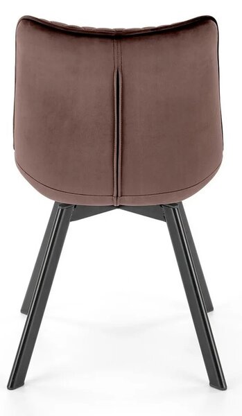 Scaun rotativ K520, maro/negru, stofa catifelata/metal, 45x63x80 cm