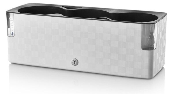 Ghiveci cu sistem de auto-udare Flower Lover Cobble Trio, 40 x 14 cm, alb