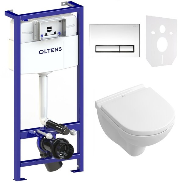 Set set Combi-Pack cu tablă Villeroy & Boch O.Novo 5688HR01, cadru încastrat cu buton și sigiliu Oltens Triberg 58300100